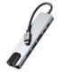 Tech-Protect HB02 HUB Adapter 6in1 USB-C + USB2.0 + USB3.0 + HDMI 4K 30Hz + RJ45 + PD100W - gray