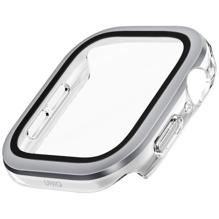 Uniq Voute Tempered Glass Case for Apple Watch 10 42 mm - Silver