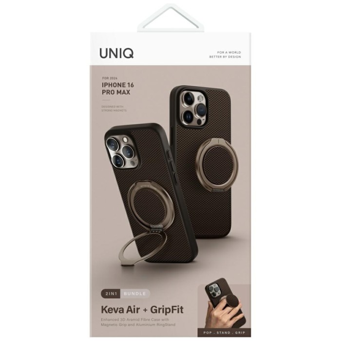 Uniq Keva Air Magclick Charging GripFit Case for iPhone 16 Pro Max - Brown