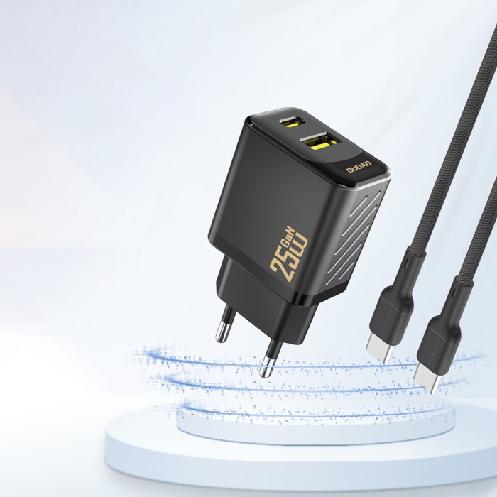 Dudao A26T GaN 25W USB-A, USB-C Charger - Black