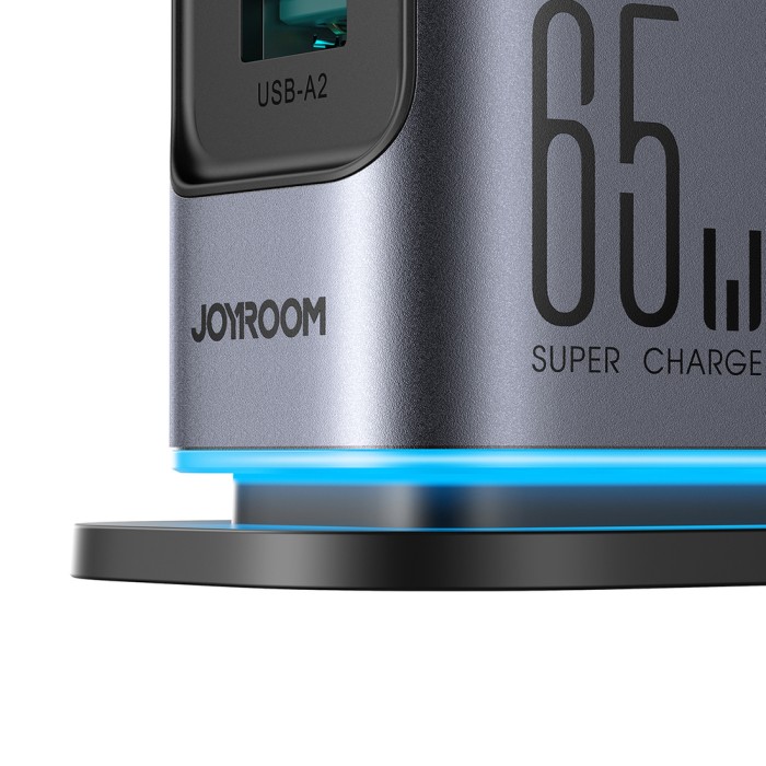Joyroom JR-TCM02 Multiport GaN Charger 65W EU 4x USB-C 2x USB-A - Dark Gray