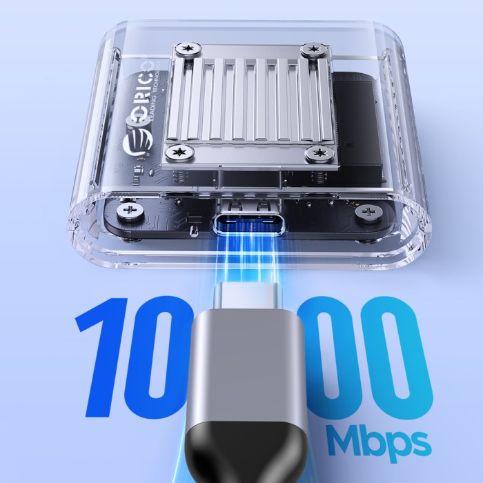Orico TC20-M2-10G M.2 NVME USB-C 3.2 Disk Caddy - Transparent