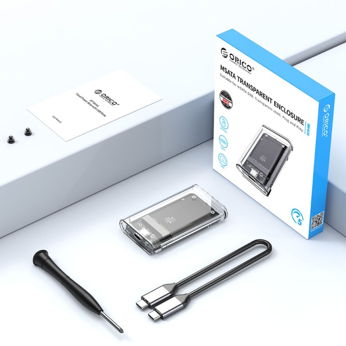 Orico TC10-MS MSATA USB-C 3.2 5Gb/s Disk Cartridge - Transparent