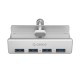 Orico MH4PU Hub Clamp-Mounted 4x USB-A 3.0 - Silver