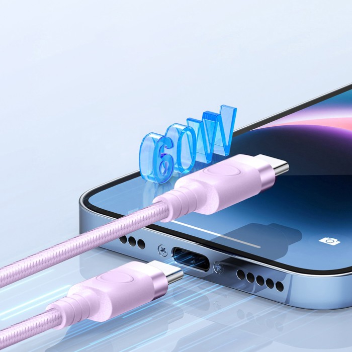 Orico CDX 60W 3A Power Delivery USB-C - USB-C 1m Cable - Purple