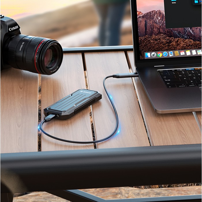 Orico OXS2C3-G2 M.2 NVMe/SATA SSD USB-C 3.2 Tactical Reinforced Disk Caddy - Gray