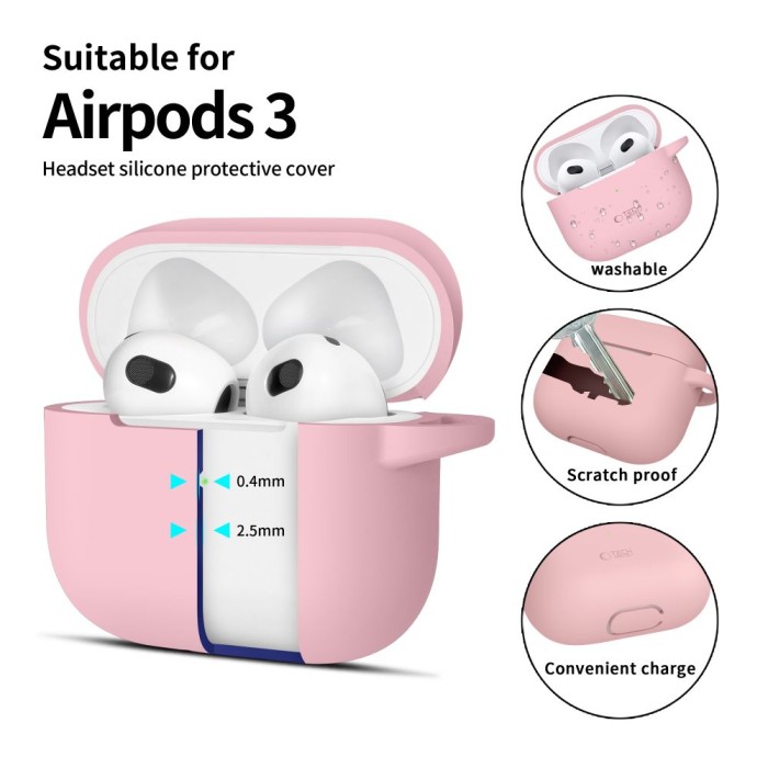 Tech-Protect Silicone Hook Case for Apple AirPods 3 - Pink