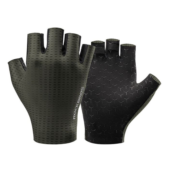 Rockbros Breathable Short Finger Cycling Gloves, Size: L - Green