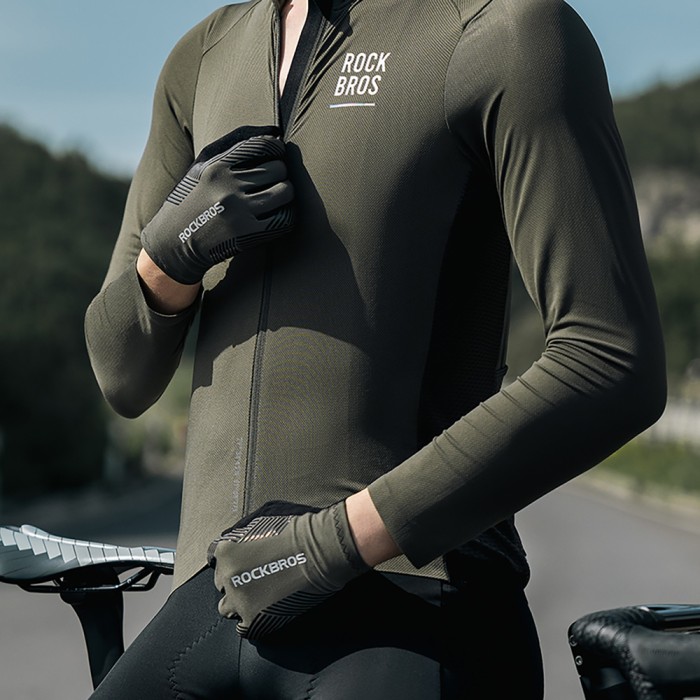 Rockbros cycling gloves spring/summer/autumn, full, size: L - green