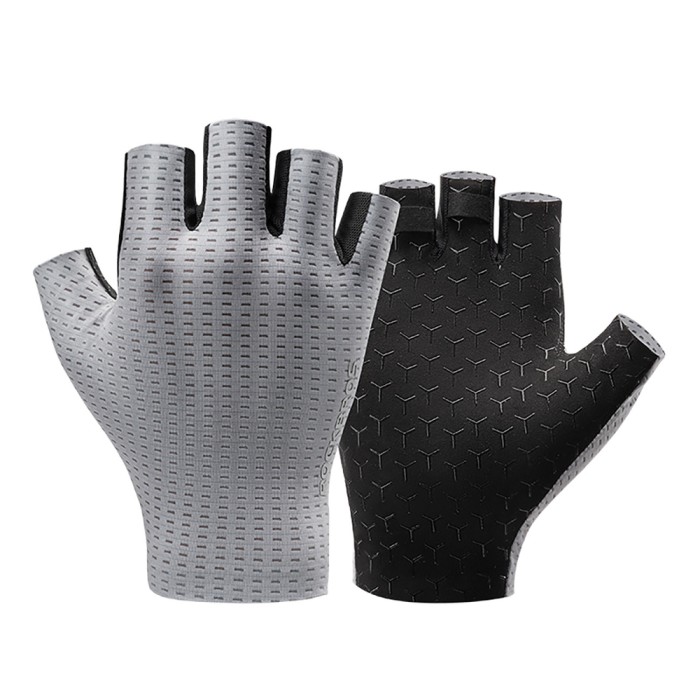 Rockbros Breathable Short Finger Cycling Gloves, Size: L - Gray