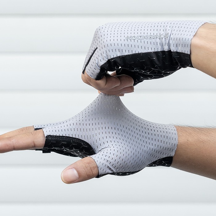 Rockbros Breathable Short Finger Cycling Gloves Size: M - Grey