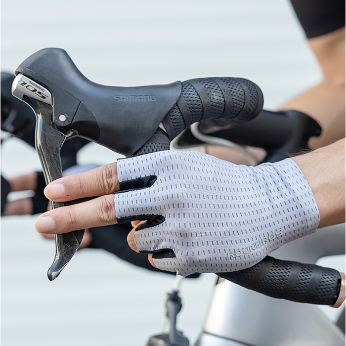 Rockbros Breathable Short Finger Cycling Gloves Size: M - Grey