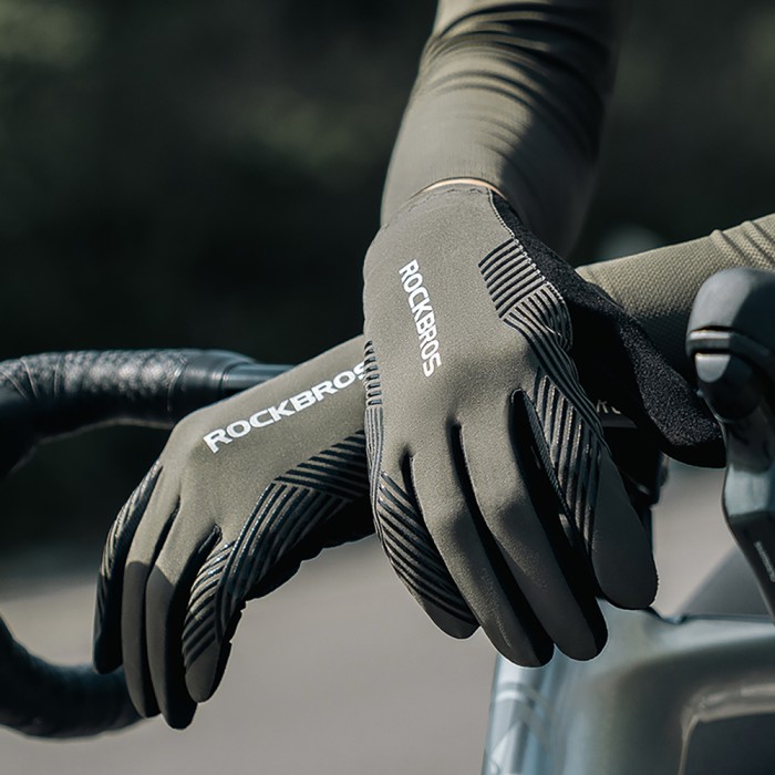 Rockbros cycling gloves spring/summer/autumn, full, size: XL - green