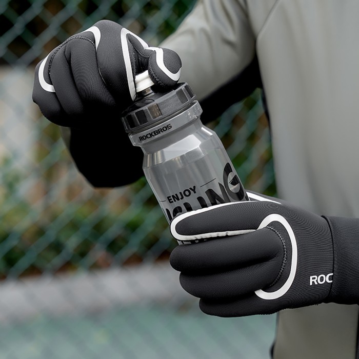 Rockbros Full Waterproof Cycling Gloves, Size: L/XL - Black