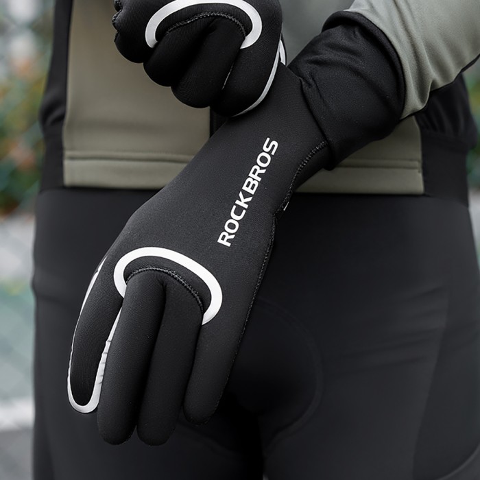 Rockbros full waterproof cycling gloves, size: XXL - black