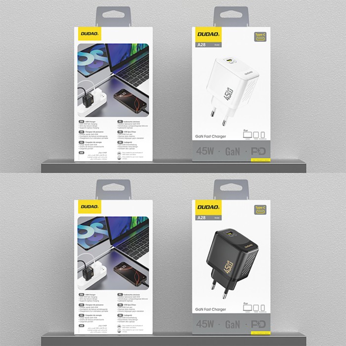 Dudao A28 45W GaN USB-C Wall Charger - White