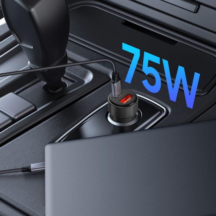 CC03 2-port PD75W car charger - black