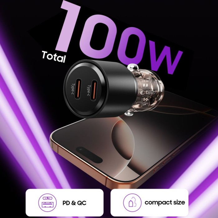 CC03 2-port PD100W car charger - black