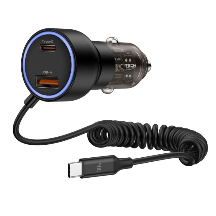 CC05 Car Charger 2-Port PD60 W + USB-C Cable - Black