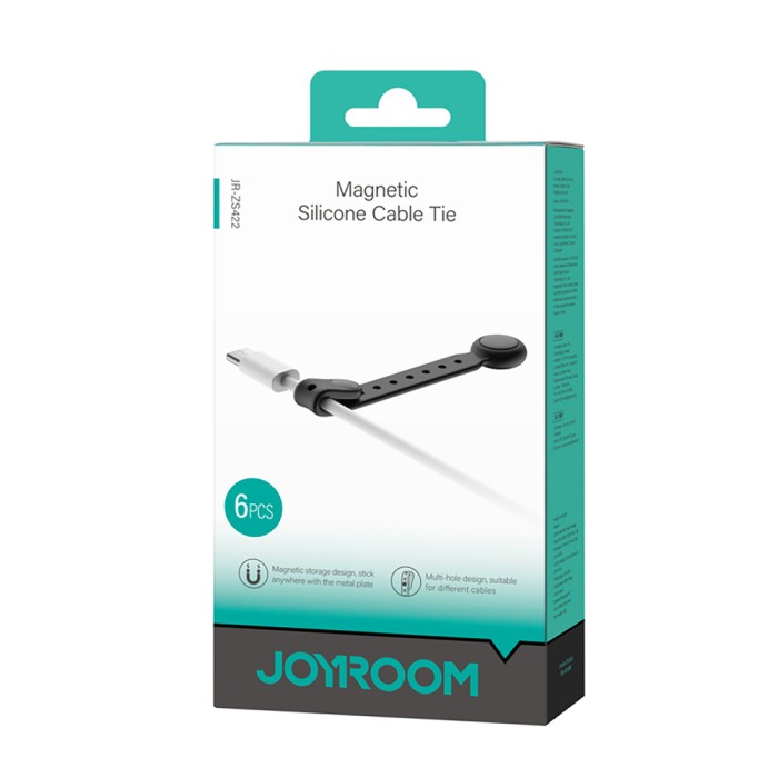 Joyroom JR-ZS422 Cable Organizer Silicone Headband with Magnet, Set of 6 - Black