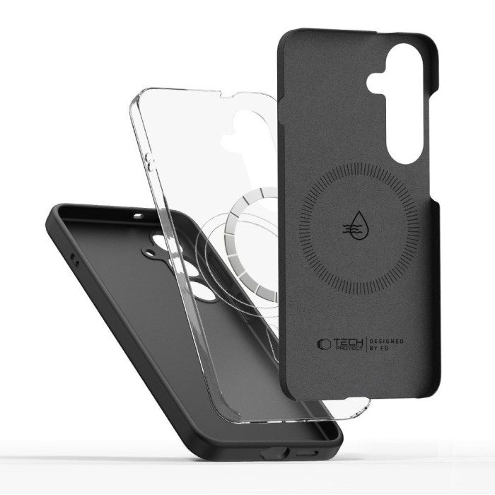 Tech-Protect Liquid Silicone MagSafe case for Samsung Galaxy S25 Edge - black