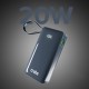 Powerbank SBS 10000 mAh 20W with built-in USB-C cable and digital display - dark gray