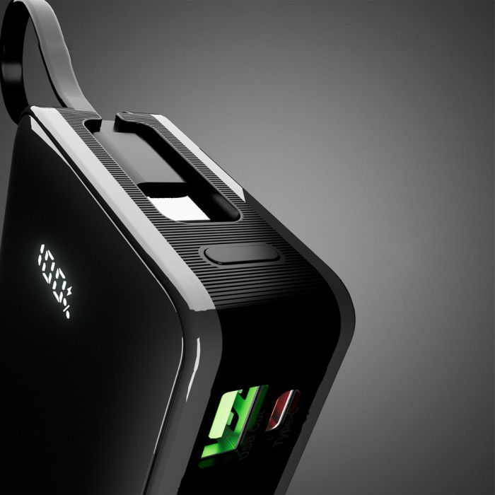 Powerbank SBS 20000 mAh 20W with built-in USB-C cable and digital display - black