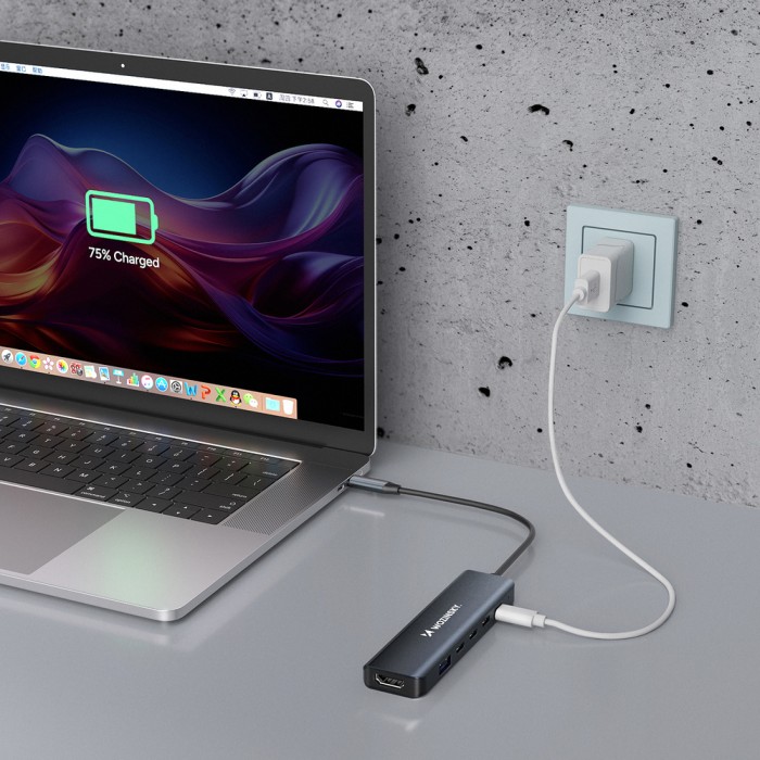 USB-C 6 in 1 Hub Wozinsky WHBC10Y4S Multifunctional, Aluminum, with 25 cm Cable - Gray