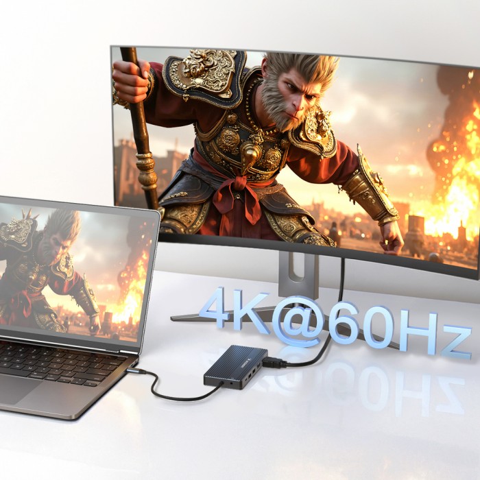 USB-C Hub 14 in 1 Wozinsky WDS03Y5S Multifunctional, Aluminum, for 3 Monitors, with 15 cm Cable - Gray