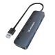 Wozinsky WHS080YSS 4x USB-A 3.0 Hub with Individual Switches, Aluminum, with 15 cm USB-A Cable - Gray