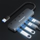 Wozinsky WHS080YSS 4x USB-A 3.0 Hub with Individual Switches, Aluminum, with 15 cm USB-A Cable - Gray