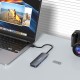 Wozinsky WHS080YSS 4x USB-A 3.0 Hub with Individual Switches, Aluminum, with 15 cm USB-A Cable - Gray