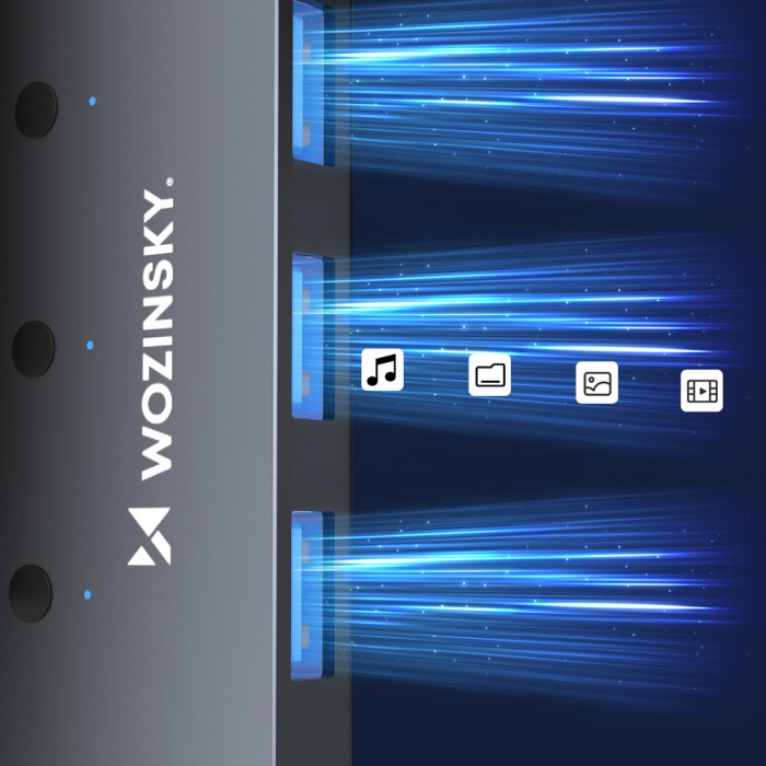 Wozinsky WHS080YSS 4x USB-A 3.0 Hub with Individual Switches, Aluminum, with 15 cm USB-A Cable - Gray