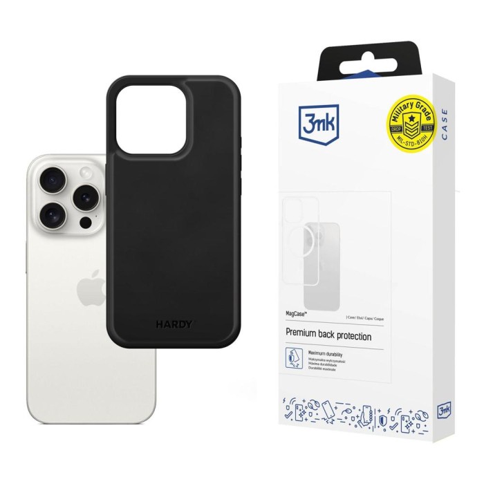3mk Hardy Apple Silky Leather MagCase for Apple iPhone 15 Pro Max - Black