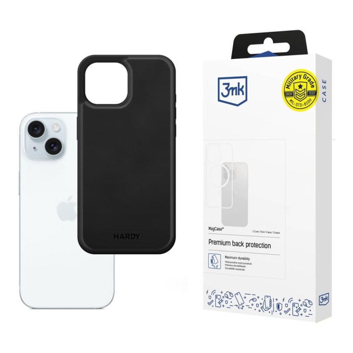3mk Hardy Apple Silky Leather MagCase for Apple iPhone 15 - Black