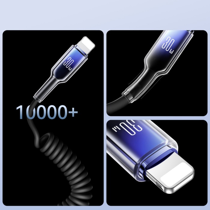 Joyroom S-A43 Crystal-Clear Series 30W USB-C - Lightning spiral cable 1.5m - black