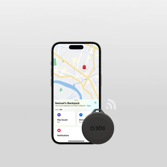 SBS Track My Circle Waterproof IP65 Locator Compatible with Apple Find My - Black