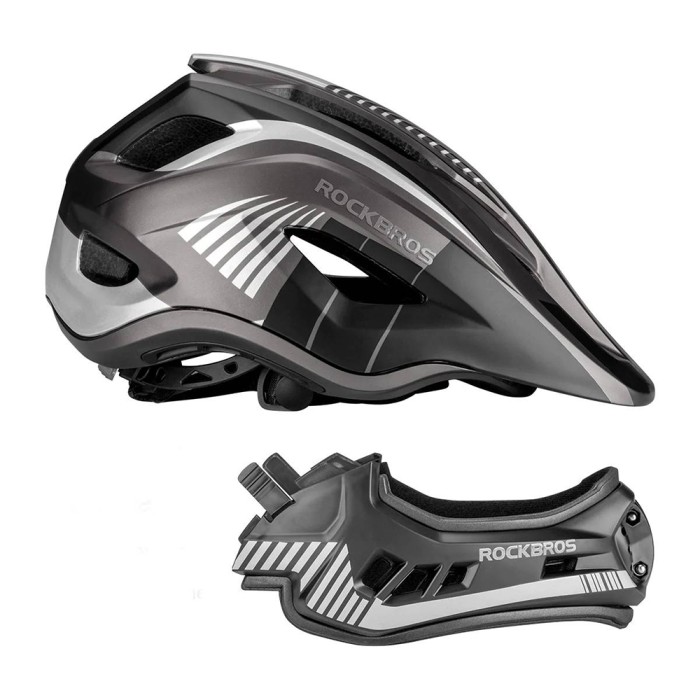 Rockbros TT-32SBTG-S Children&amp;#39;s Bike Helmet with Detachable Chin Size S - Gray