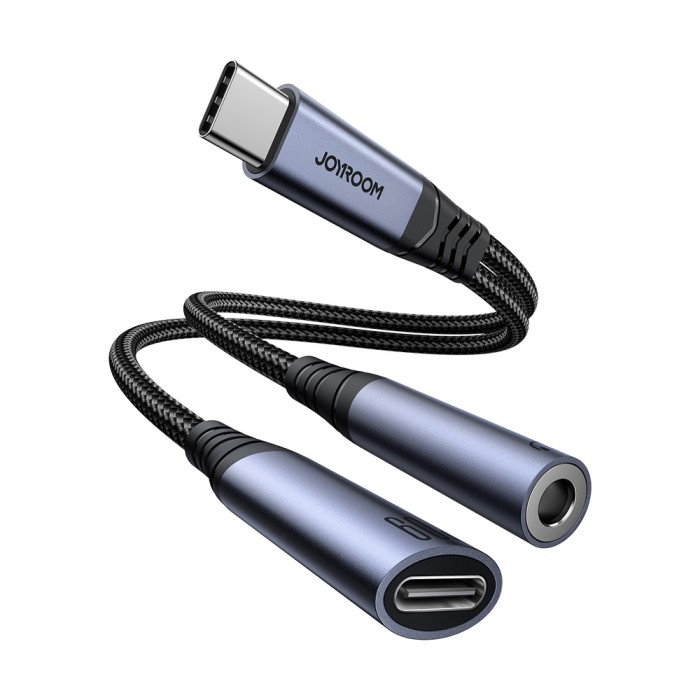 Joyroom SY-C02 2in1 DAC adapter USB-C to USB-C / 3.5 mm mini jack - black
