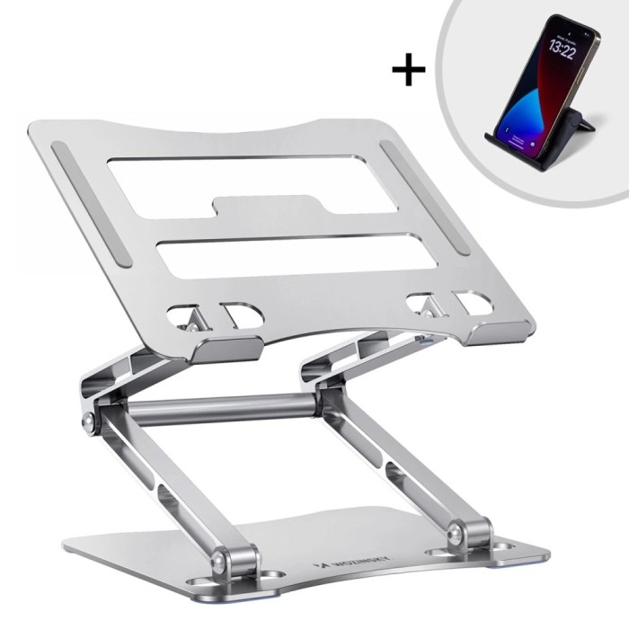 Wozinsky WRS-CPY75DSS Aluminum Laptop and Tablet Stand + Free Smartphone Stand - Silver