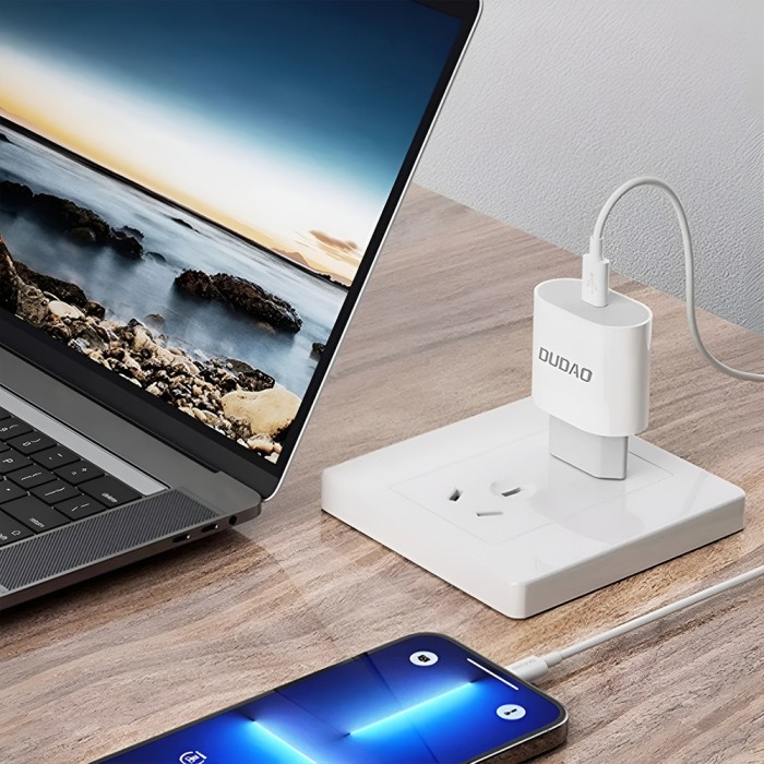 Dudao A14EUC PD 20W USB-C Wall Charger with Cable - White
