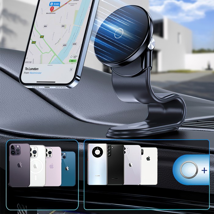 Wozinsky WCZ2Y2S Magnetic Car Holder with 15W MagSafe Inductive Charger for Car Cockpit - Black