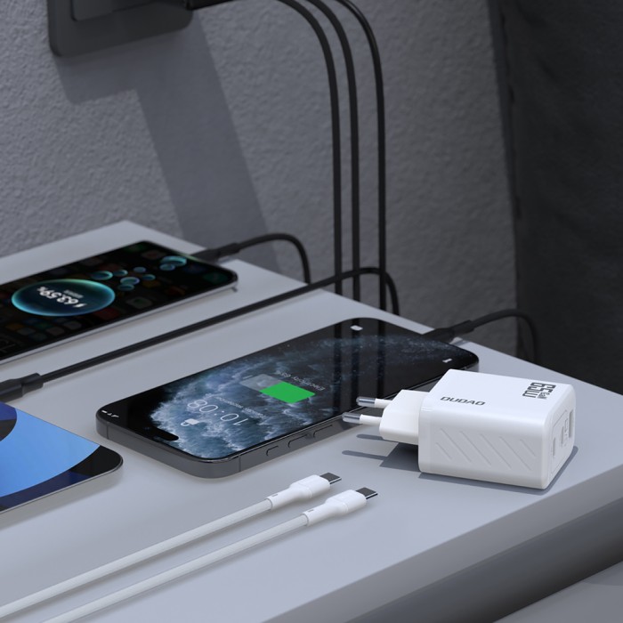 Dudao A29 65W GaN Wall Charger 2 x USB-C + 1 x USB-A - White