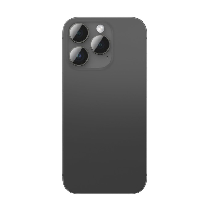 AmazingThing AR Aluminum 3 Lens Glass with Camera Lens Frame for iPhone 16 Pro / 16 Pro Max - Black