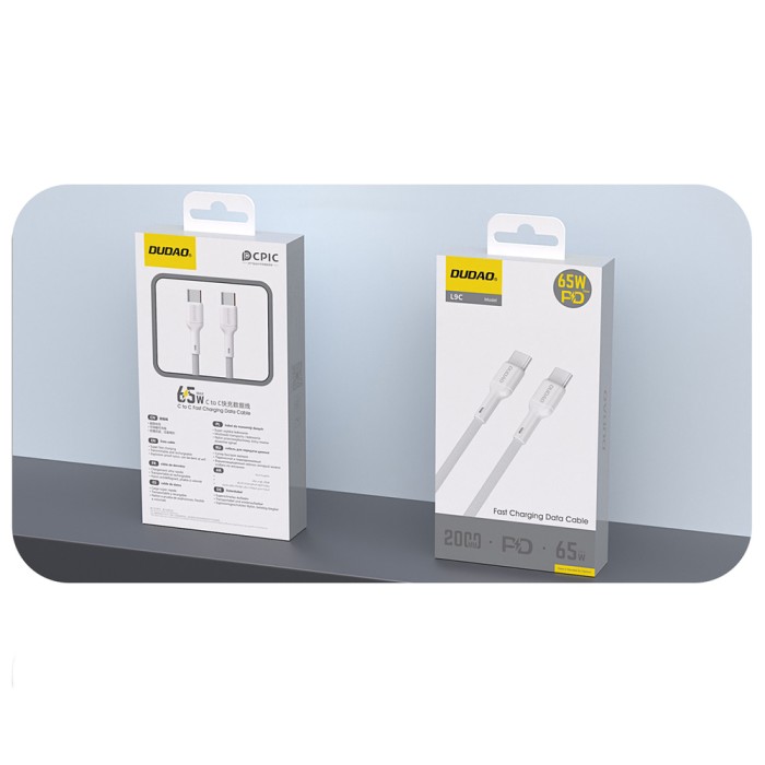 Dudao L9C 65W USB-C - USB-C Cable 1m - White