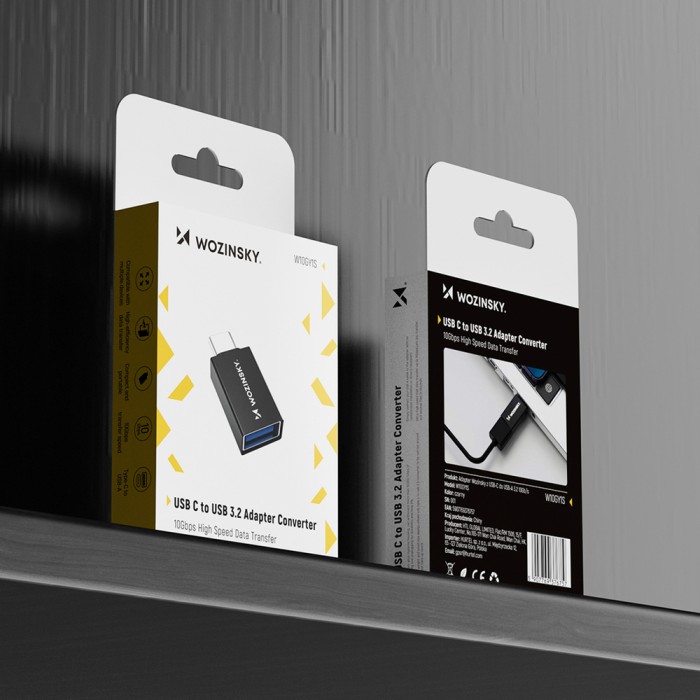 Wozinsky W10GY1S USB-C - USB-A 3.2 10Gb/s Adapter - Black