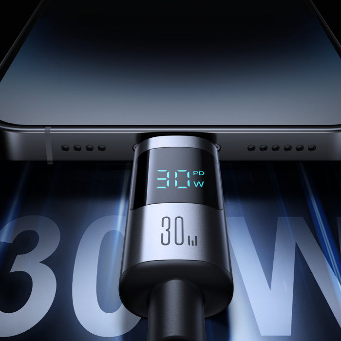 Joyroom S-A16 Pro Prism Series 30W USB-C - Lightning Cable with Display 1.2m - Black
