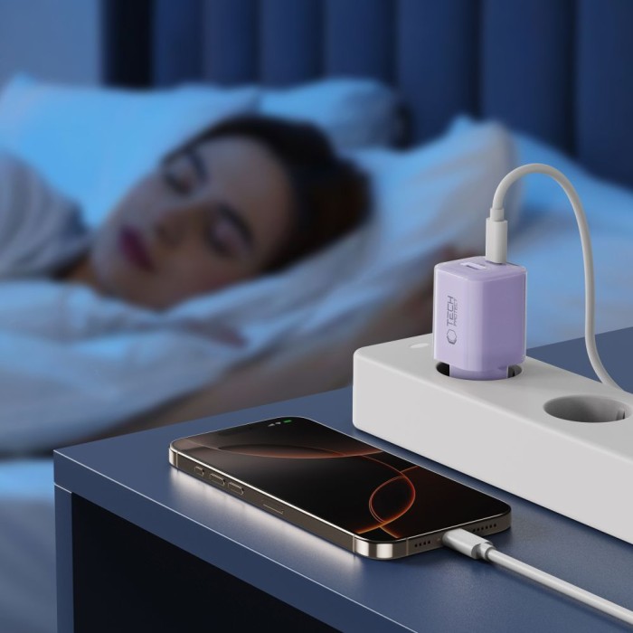 Tech-Protect NCM33 PD 33W QC3.0 USB-C / USB-C Wall Charger - Purple