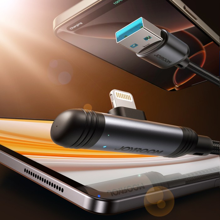 Joyroom S-A56 EnjoyX Series 90° USB-A - Lightning 3A cable 1.2m - black