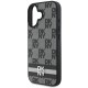 DKNY Checkered Pattern &amp;amp; Printed Stripes iPhone 16 Case - Black